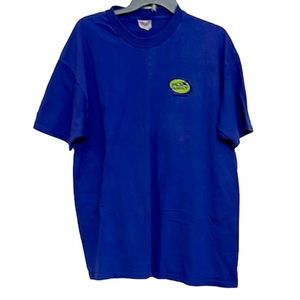 🌞 Hanes Beefy Fox Family embroidered logo patch short sleeve indigo tee XL